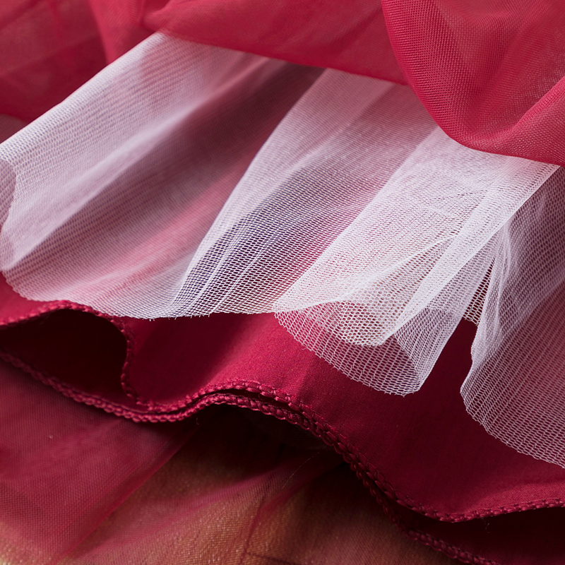 Đầm công chúa voan ruy băng tay dài dự tiệc sinh nhật cho bé gái 3-8 tuổi