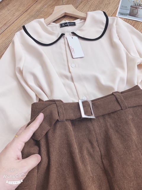 Set Áo sơ mi mix Chân váy Nhung