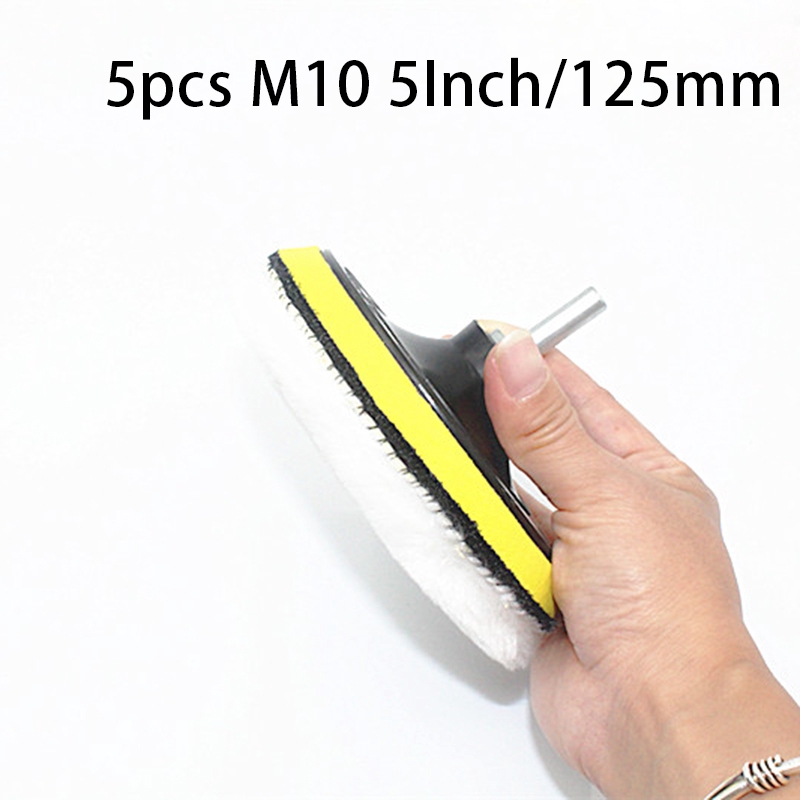Bộ 5 món gồm miếng xốp 125mm + đầu nối M10 cho máy đánh bóng xe hơi | BigBuy360 - bigbuy360.vn