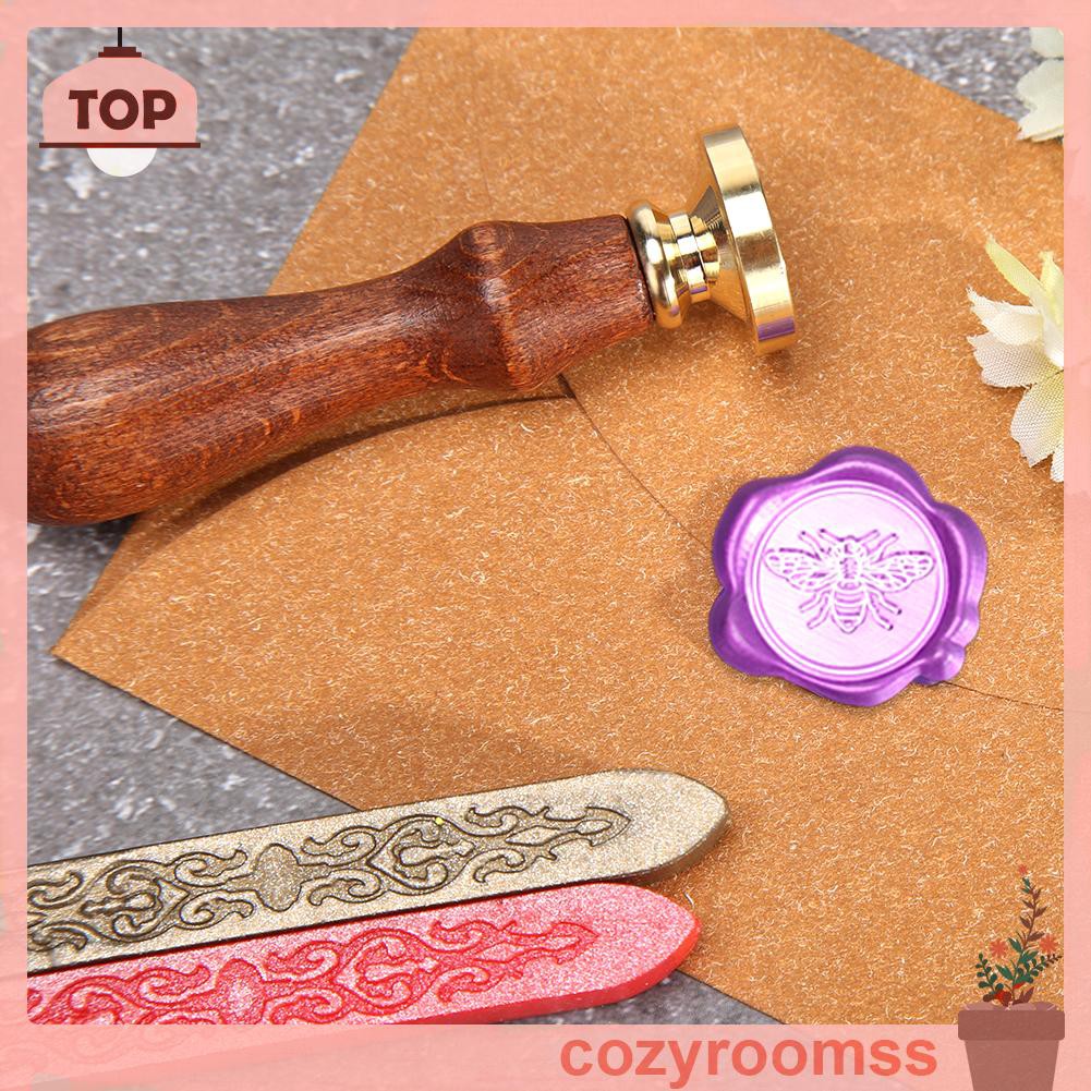 Đầu con dấu đóng sáp niêm phong trang trí thiệp mời đám cưới/phong thư bằng đồng mạ vàng phong cách retro DIY