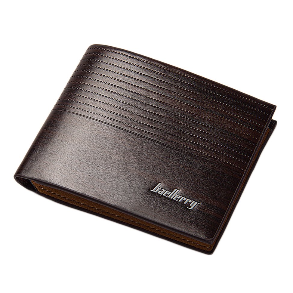 Fashion Casual Stripe Pattern Open Horizontal PU Leather Wallet for Men