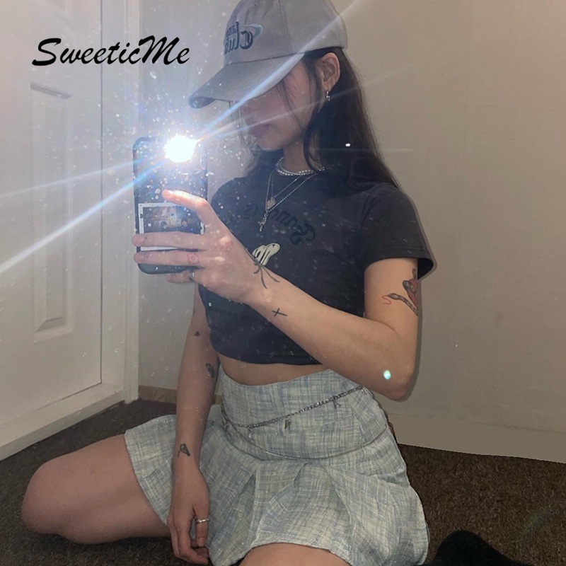 Áo Thun Lửng Dáng Ôm In Họa Tiết Mới Dành Cho Nữ