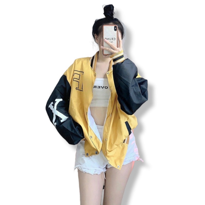 Áo Khoác Bomber Nữ Cúc bấm Chữ F [ ÁO 2 LỚP BAO CHẤT VẢI ]  - ĐĂNG QUANG FASHION