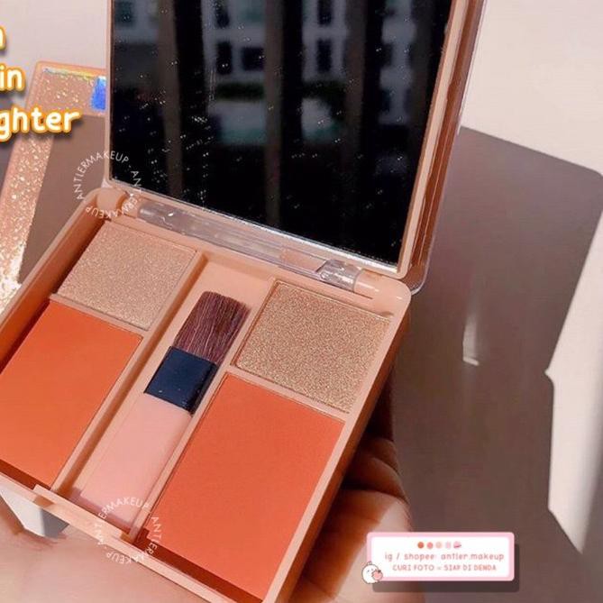 (hàng Mới Về) Bảng Phấn Trang Điểm Qik-655 Gồm Phấn Mặt + Phấn Má Hồng + Phấn Bắt Sáng + Cọ Trang Điểm | BigBuy360 - bigbuy360.vn
