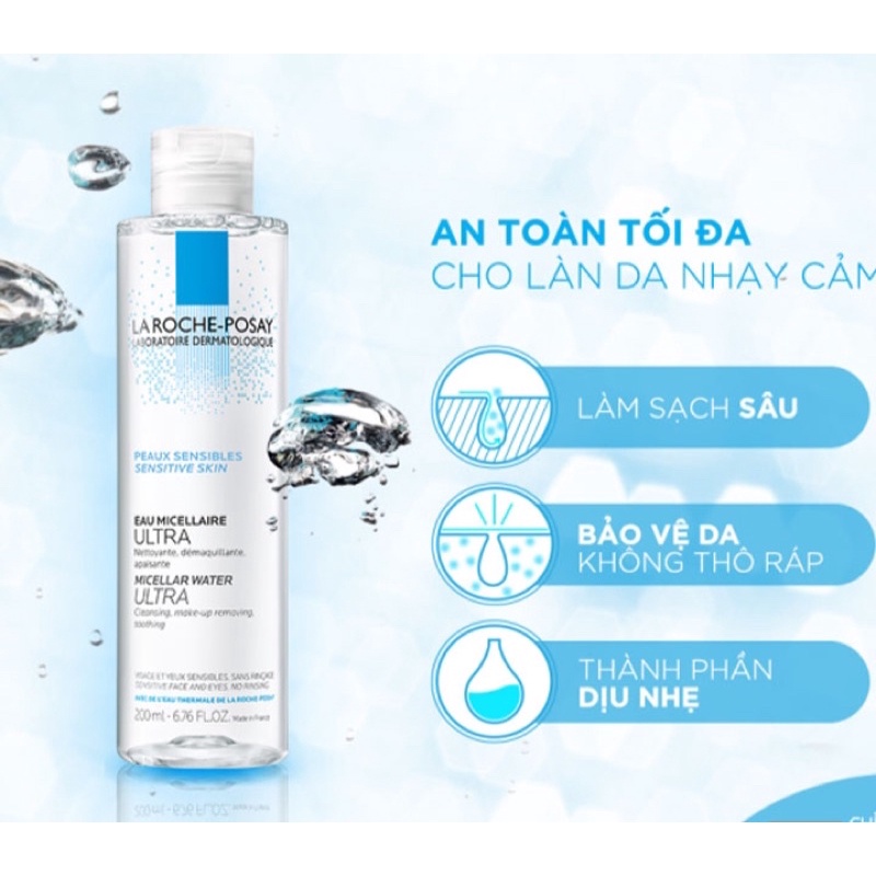 Nước Tẩy Trang La Roche Posay Micella Water Sensitive Skin dành cho da nhạy cảm 100ml-200ml-400ml