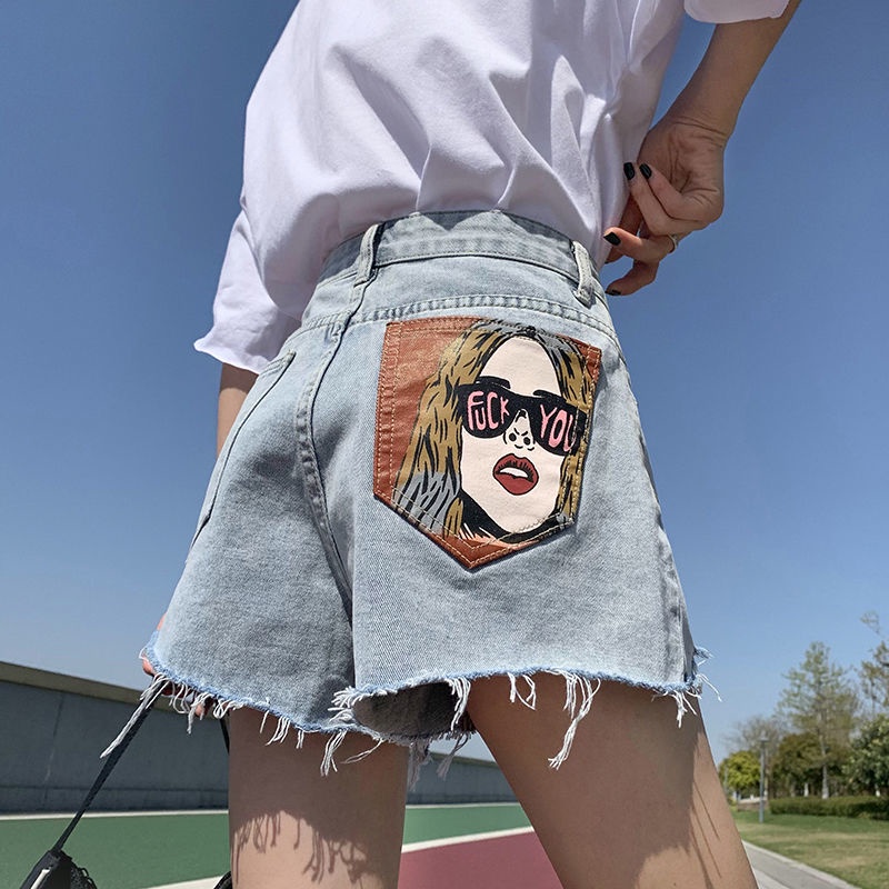 Quần Short Denim Chữ a Lưng Cao Phối Túi In Họa Tiết Zara Thời Trang Mùa Hè Cho Nữ