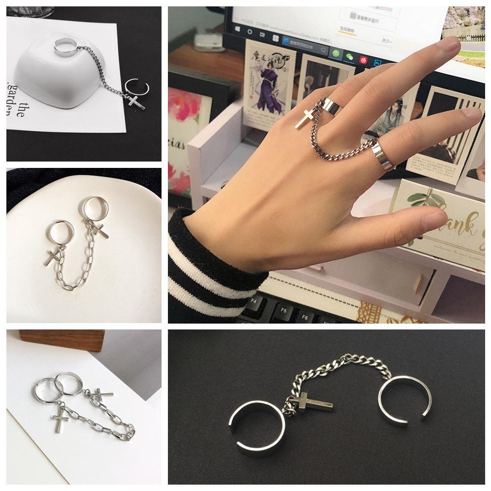 MELODG Nhẫn Hình Thánh Giá Phong Cách Hip Hop Gothic Cổ Điển Có Thể Điều Chỉnh Cho Nam Và Nữ