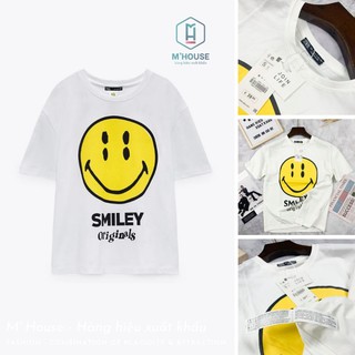 Áo thun ZARA nữ - Mẫu mới SMILEY® HAPPY COLLECTION HOT HIT - Áo thun hàng hiệu xuất khẩu - Full tem, tag, nhãn sườn