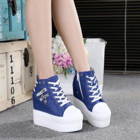 Kaisut wanita Giày Cao Gót 12cm Đế Xuồng Có Khóa Kéo Cho Nữ