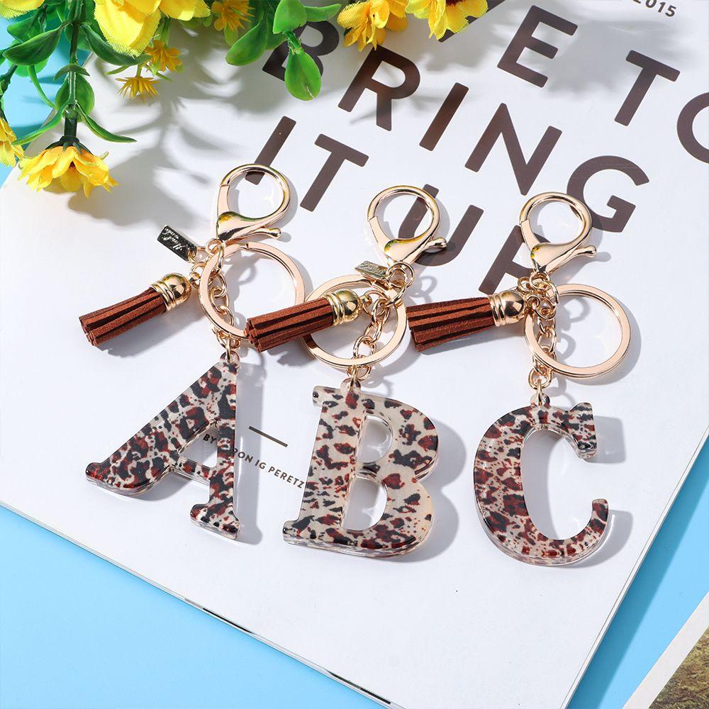 WTTLE Móc Khóa Hình Con Báo Màu Sắc Tuyến Tính Kèm Bóng Lông Xinh Xắn