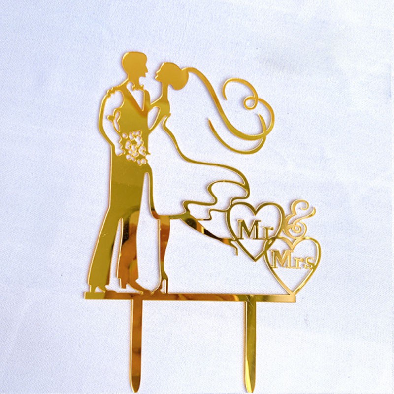 Que Cắm Trang Trí Bánh Kem Hình Cô Dâu Chú Rể Cho Ngày Lễ Tình Nhân