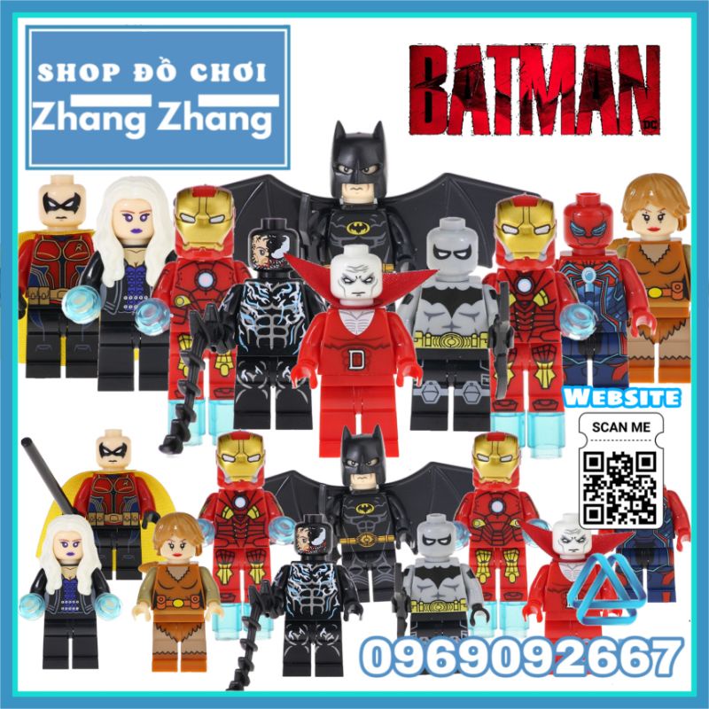 Đồ chơi Xếp hình Iron Nightrunner Spider Man Batman Killer Frost Venom Robin Deadman Squirrel Minifigures Kopf KF6052