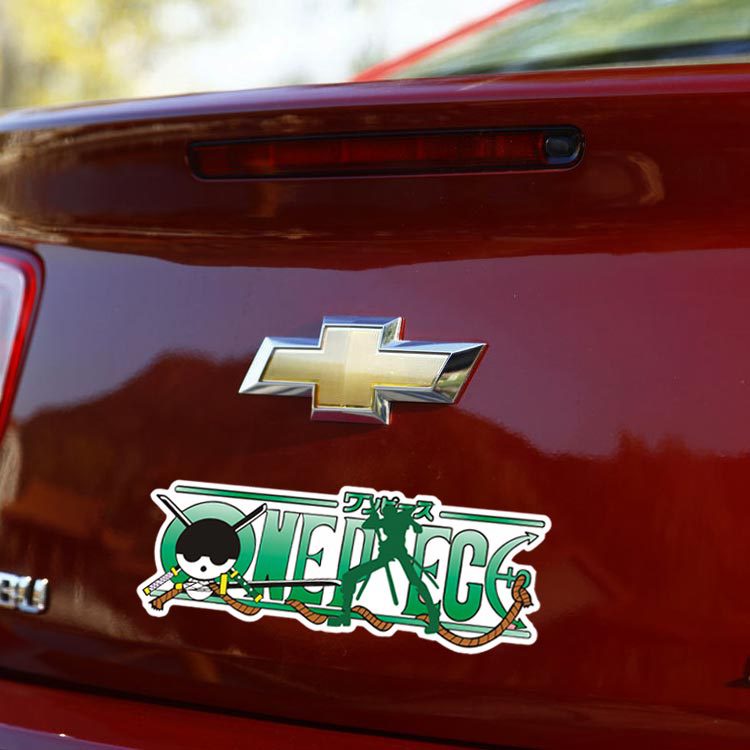 Miếng Dán Trang Trí Kính Chắn Gió Xe Hơi / Xe Máy / Laptop / Gương Chiếu Hậu Họa Tiết ONE PIECE Luffy Portgas ACE Zoro