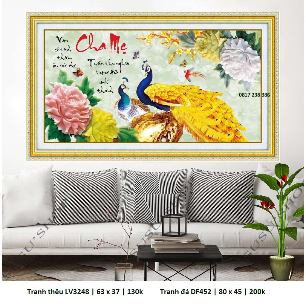 Tranh đính đá cha mẹ