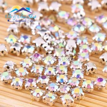 100 Viên Đá Đế 4 Chấu S16-4mm Hạt Pha Lê Đính Kết Trang Phục Thời Trang, Làm Phụ Kiện - Bi &amp; Bin Shop