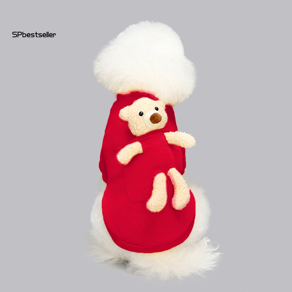 Áo Len Chui Đầu Hình Gấu Giữ Ấm Mùa Đông Mừng Năm Mới Cho Cún Cưng