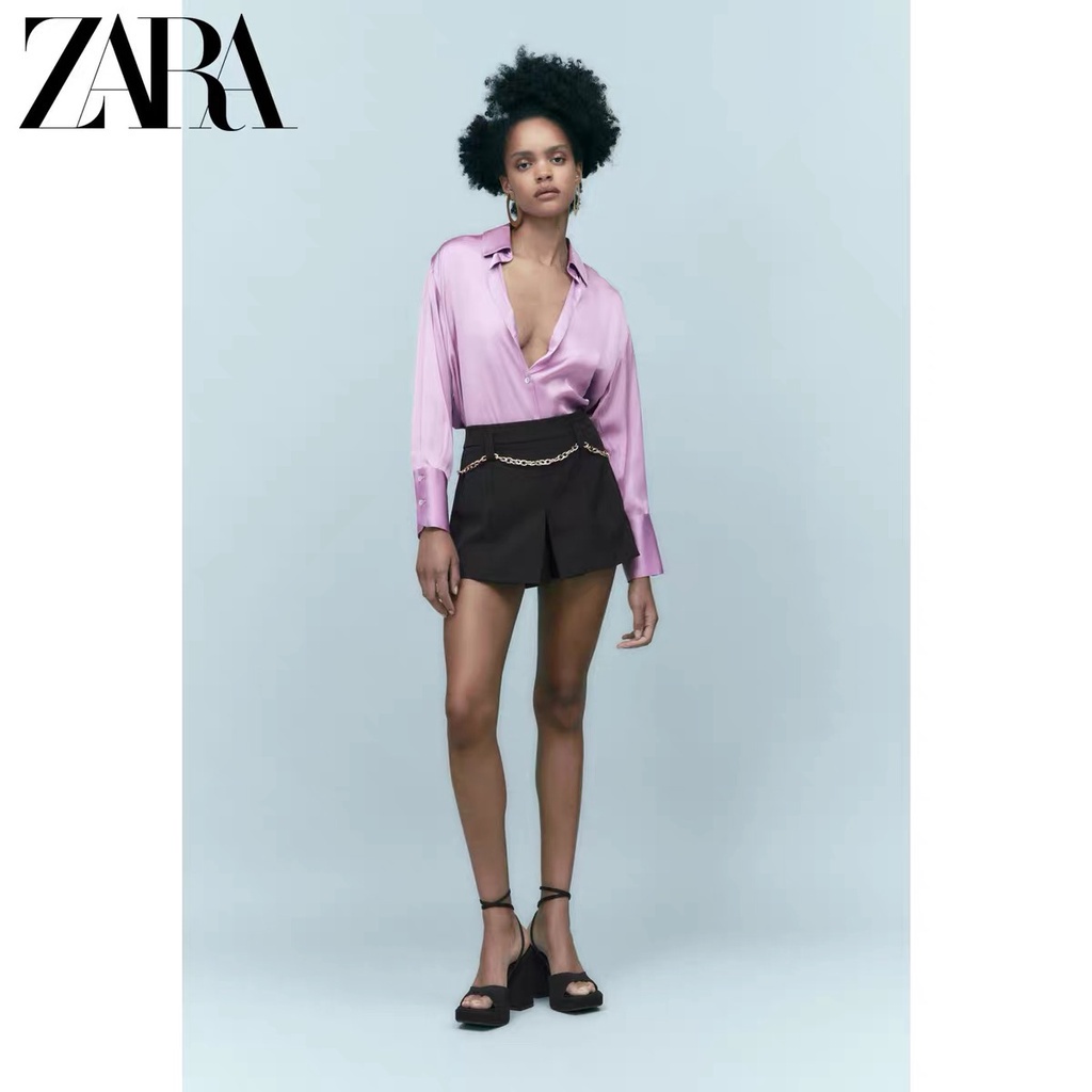 ZARA Áo Sơ Mi Vải Satin Kiểu Mới Thời Trang Mùa Thu Cho Nữ 8741256 656