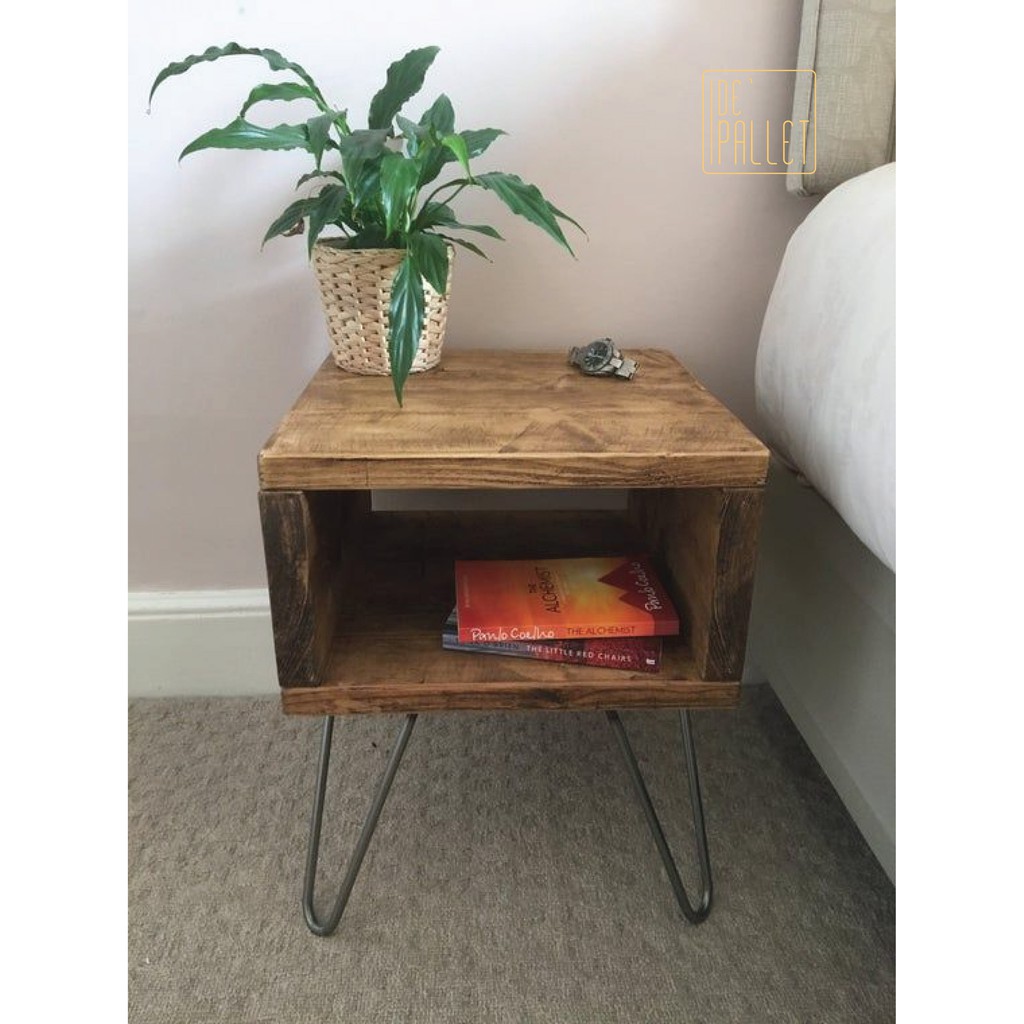 Bàn Gỗ Tự Nhiên ❤️ DE' PALLET❤️ Tap đầu giường chân sắt Vintage | BigBuy360 - bigbuy360.vn