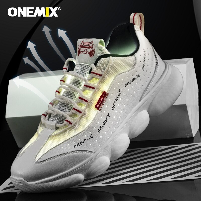 ONEMIX Walking Shoes For Men Lightweight Leisure Sneakers Fashion Casual Street Sports Shoes Lace Up Soft Outdoor Jogging Shoes