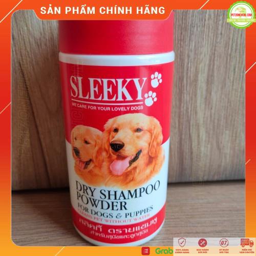 Phấn tắm khô Thái Lan Sleeky  FREESHIP  SLEEKY DRY SHAMPOO POWDER 150gr cho chó mèo