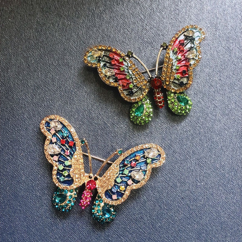 Trâm Cài Áo Hình Bướm Đính Đá Ba Chiều Dễ Phối Đồ Cho Nữ