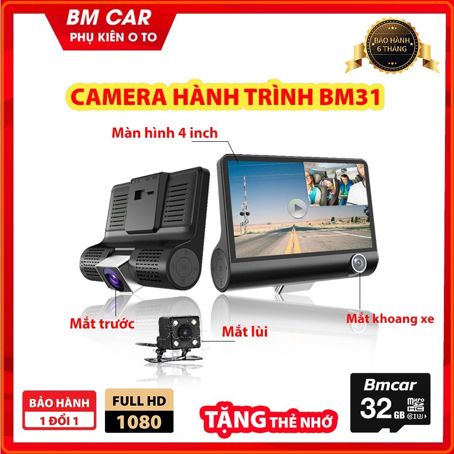 Camera Hành Trình Ô Tô 3 Mắt , Mắt Quay Siêu Nét- Bảo Hành 6 Tháng Lỗi 1 Đổi 1 -LaKaDo