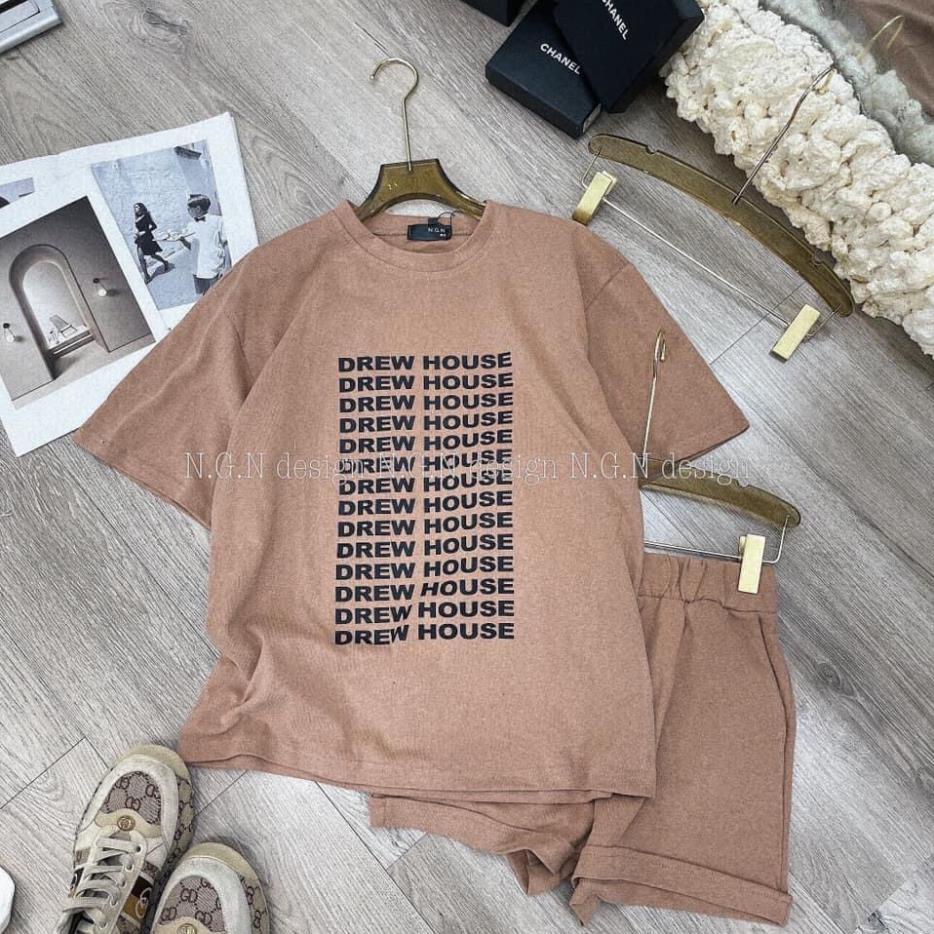 Bộ Đùi Nam Nữ Form Rộng Hàn Quốc Drewhouse- Bộ Đùi Tay Lỡ  Dày Mịn Thoáng Mát Thiết Kế  Kiểu Dáng Năng Động Trẻ Trung