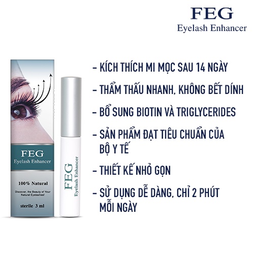 [CHÍNH-HÃNG] Dưỡng mi xanh FEG (FEG eyelash enhancer) Dưỡng mi dài dày cong với chiết xuất tự nhiên_3ml