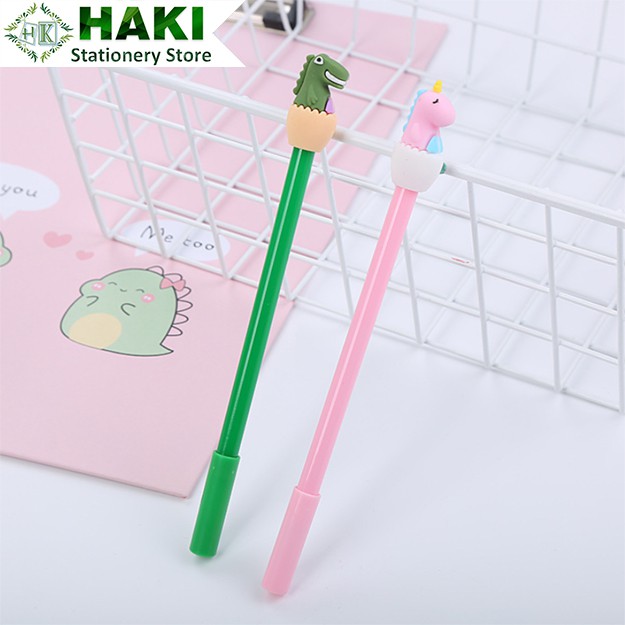 Bút bi nước mực gel hoạt hình HAKI, bút bi cute hình khủng long dễ thương B20