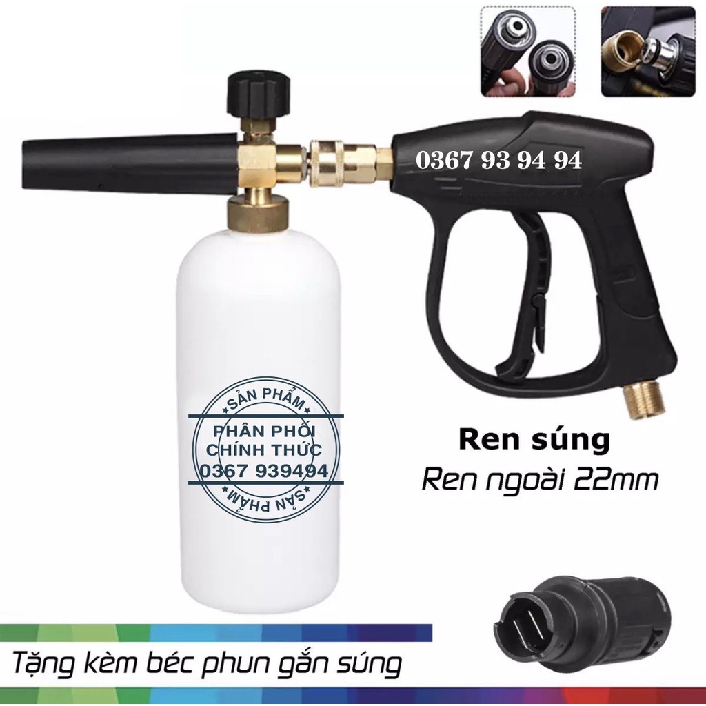 Bộ Súng Xịt Rửa Và Bình Tạo Bọt Tuyết ( Ren Súng Ren Ngoài 22 )