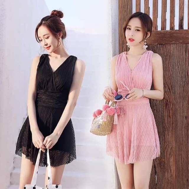 Bán Sỉ Bộ đồ bơi tắm biển gợn sóng cho nữ đan dây chéo sau lưng