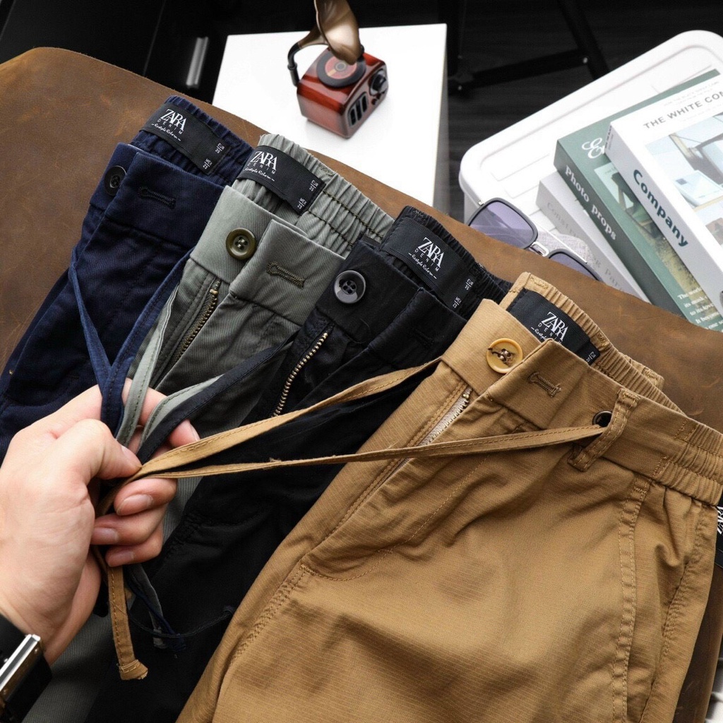 Quần Short Kaki Lưng Thun Khóa Kéo Dây Rút Phong Cách Đường Phố Gam Màu Basic Trẻ Trung - 2 Màu || ZR