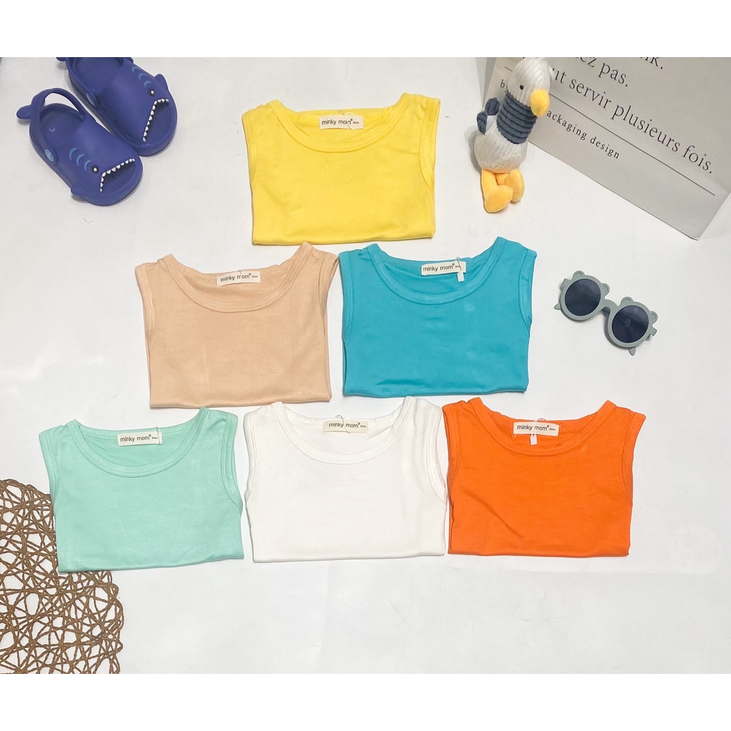 Bộ Ba Lỗ THUN LẠNH MINKY MOM Màu Trơn Cho Bé BL-TR01
