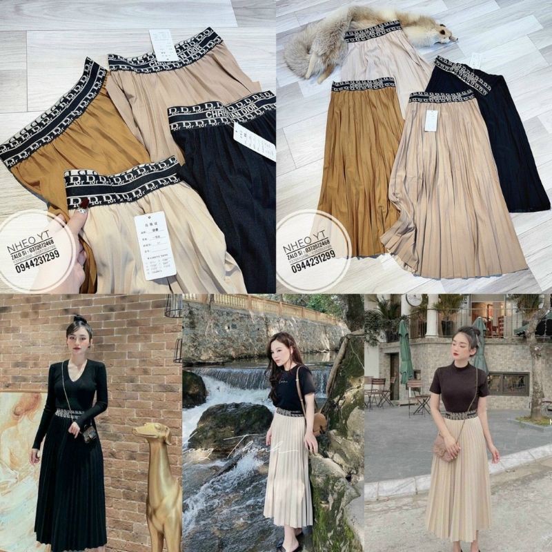 Chân váy xếp ly dài trơn cạp chữ QC  Hàng Sẵn | BigBuy360 - bigbuy360.vn