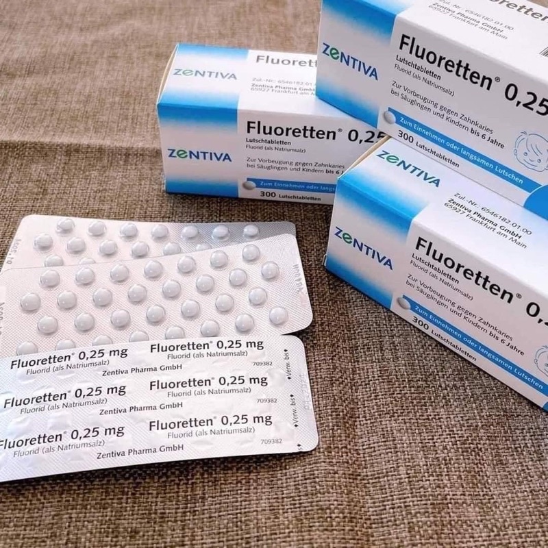 Viên ngậm chống sâu răng D Fluoretten 0.25mg của Đức hộp 300viên