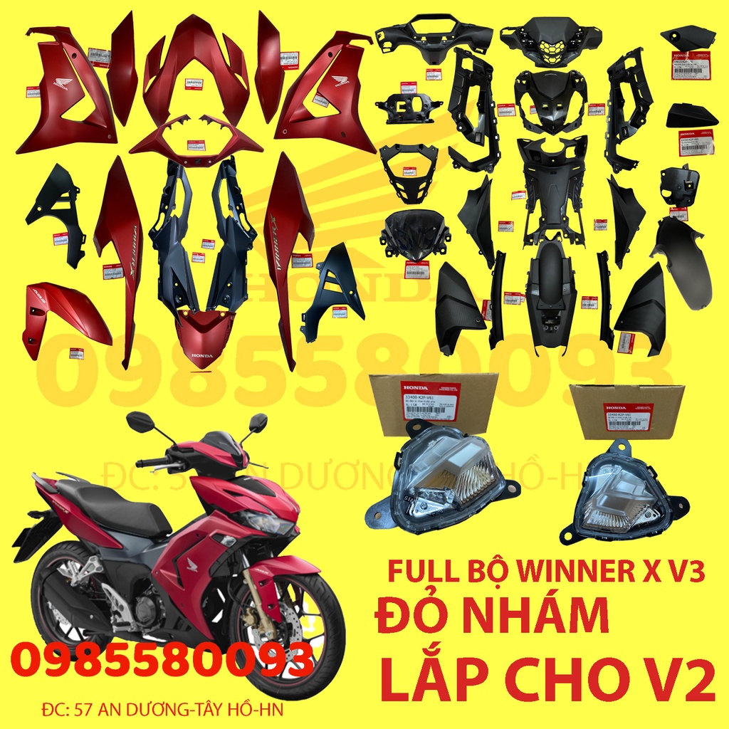 DÀN ÁO, NHỰA NHÁM WINNER V3 MÀU ĐỎ NHÁM, CHÍNH HÃNG HONDA