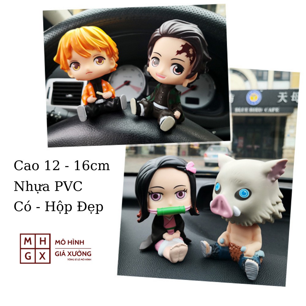 Mô Hình Kimetsu no Yaiba Chibi lắc đầu Kamado Tanjirou ,Hashibira Inosuke, Agatsuma Zenitsu , Kamado Nezuko - Figure