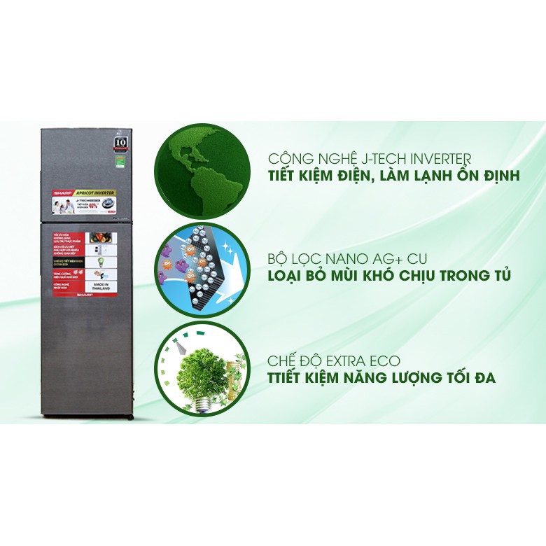 Tủ lạnh Sharp Inverter 271 lít SJ-X281E-SL(Hàng chính hãng, bảo hành 12 tháng)