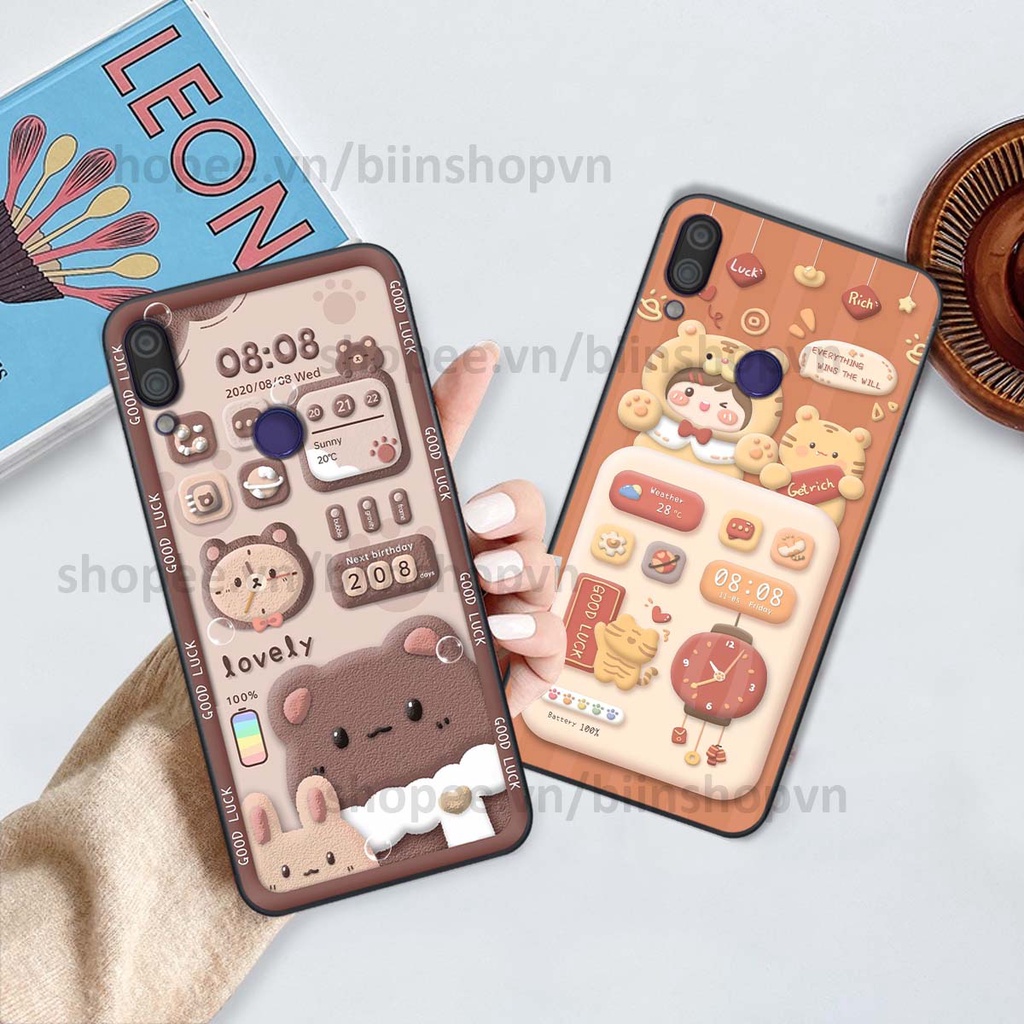 Ốp Xiaomi Redmi Note 7 in 3D icon gấu nổi siêu xinh, siêu đáng yêu, cá tính phong cách