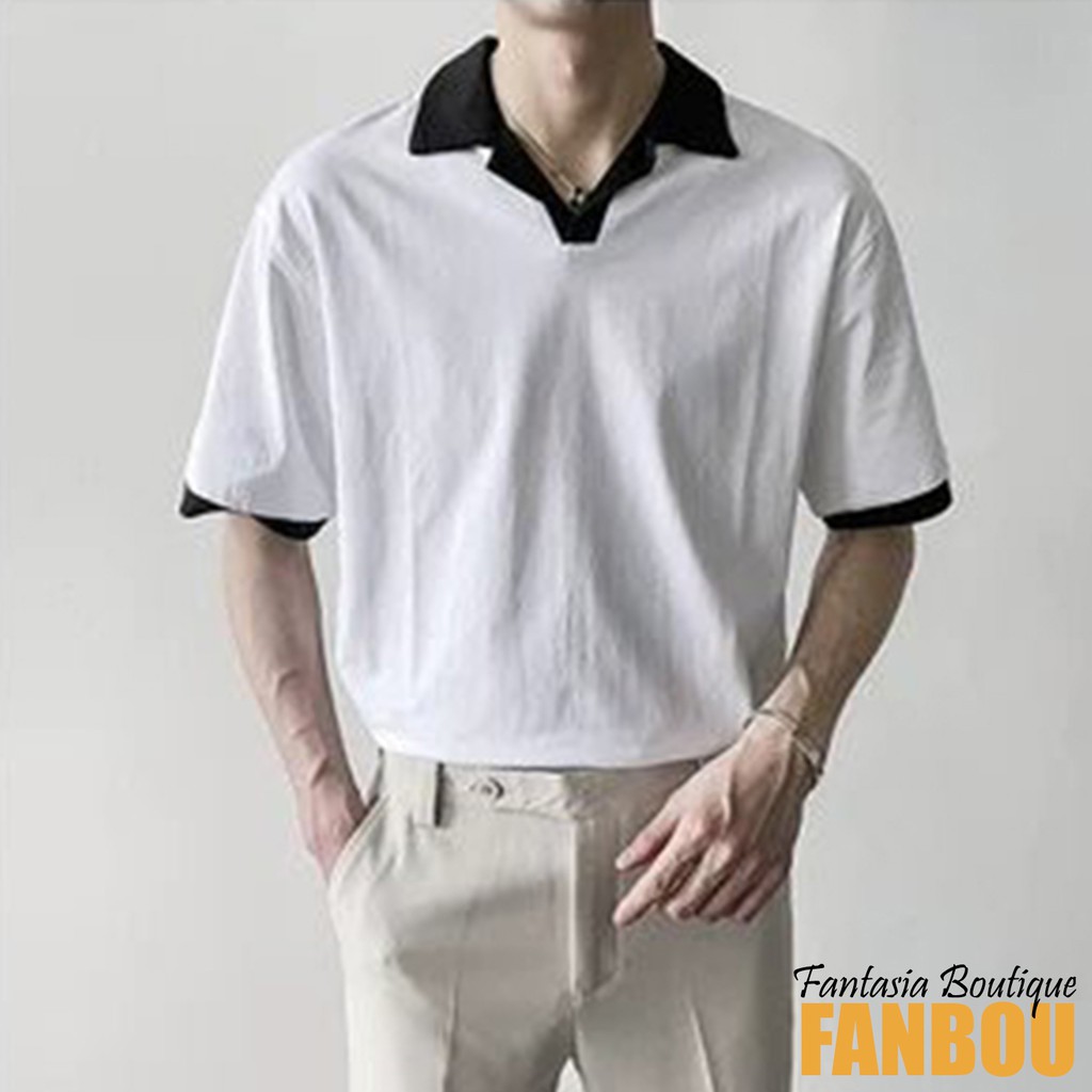 Áo thun polo nam tay ngắn cổ phối viền màu in logo | BigBuy360 - bigbuy360.vn