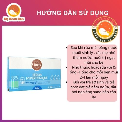 Nước rửa mũi Gifrer tép Xanh 20 ống của Pháp tránh nghẹt mũi cho bé, dùng được ở trẻ sơ sinh, trẻ em và người lớn