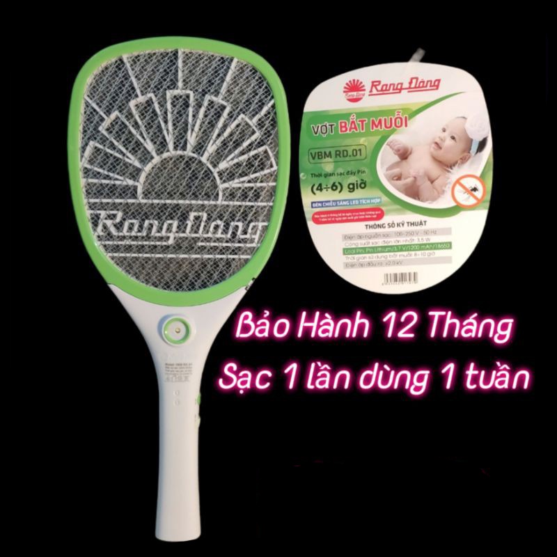Vợt bắt muỗi Rạng Đông siêu bền, hàng Việt Nam chất lượng cao, có đèn led chiếu sáng