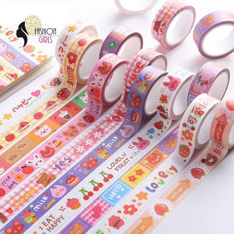 Cuộn băng keo washi họa tiết dễ thương trang trí album/ sổ lưu niệm
