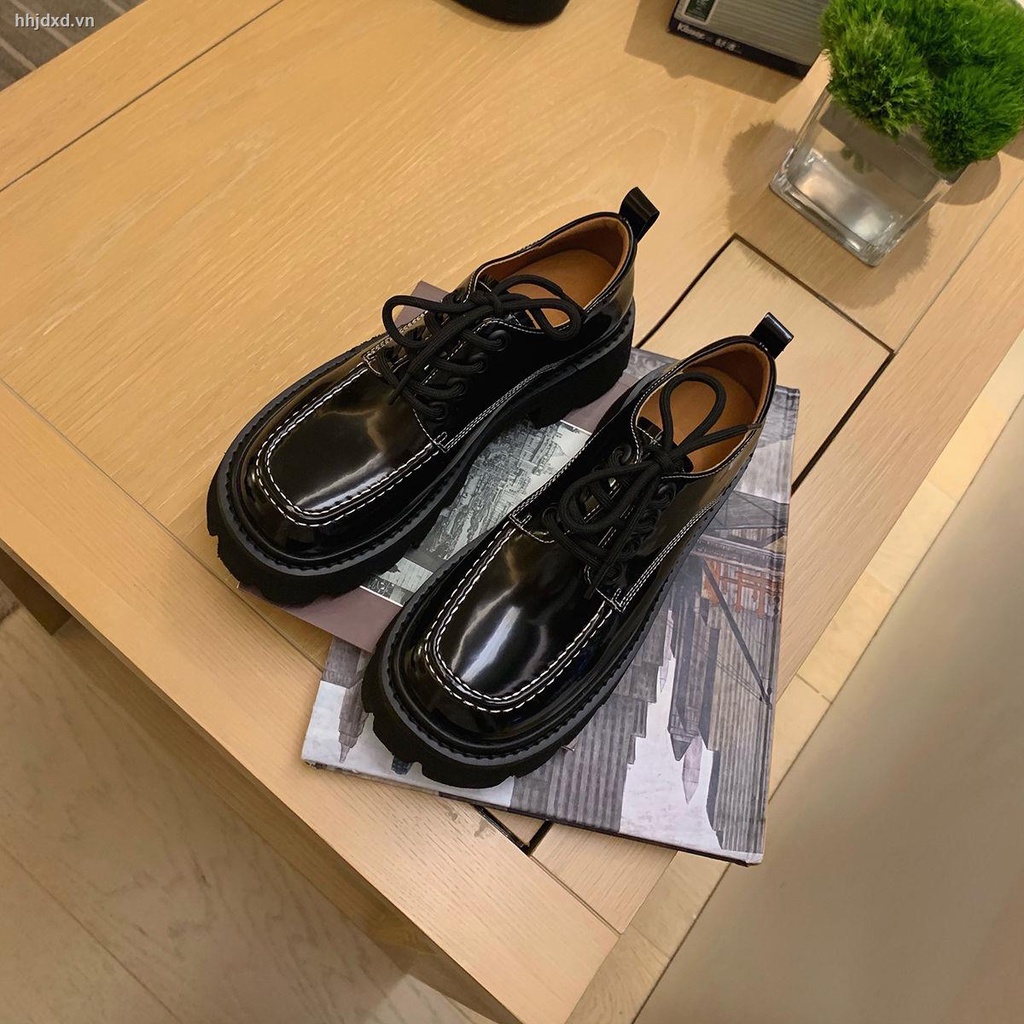 Giày da đế dày thắt dây phong cách Anh Quốc retro 2021 mới nhỏ gọn thời trang xuân thu dành cho nữ | BigBuy360 - bigbuy360.vn