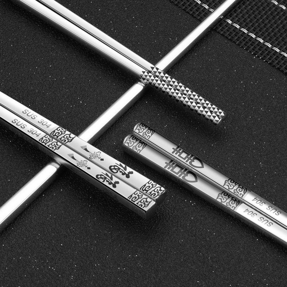 YIYU 1 Đôi Đũa Kim Loại Chống Trượt Màu Bạc