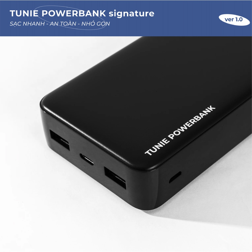 Sạc Dự Phòng Tunie Signature 10000mAh20000mAh Hỗ Trợ Sạc Nhanh, 3 Cổng