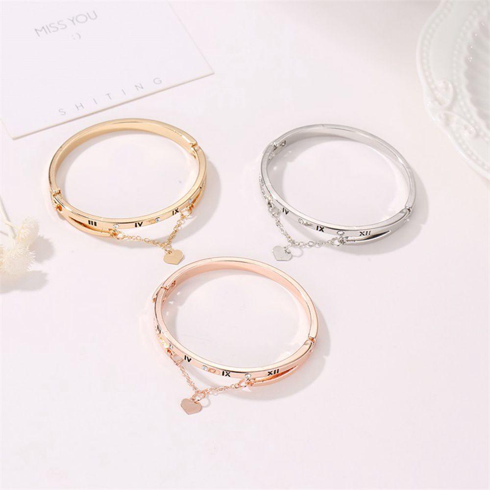 Vòng Đeo Tay Mặt Trái Tim Đính Hoa Hồng Sang Trọng|Vòng Đeo Tay Khắc Chữ Forever Love