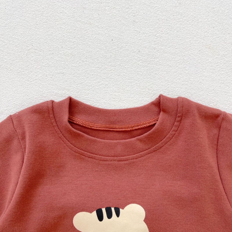 Bộ Áo Liền Quần Bằng Cotton Tay Dài In Họa Tiết Động Vật Dễ Thương + Quần Dài Thời Trang Cho Bé Sơ Sinh 0-2 Tuổi