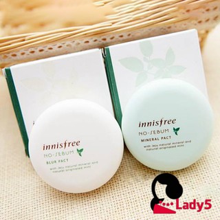 Phấn nén Innisfree #No Sebum Mineral \ Pore Blur Pact kiềm dầu che mịn lỗ chân lông che phủ cao
