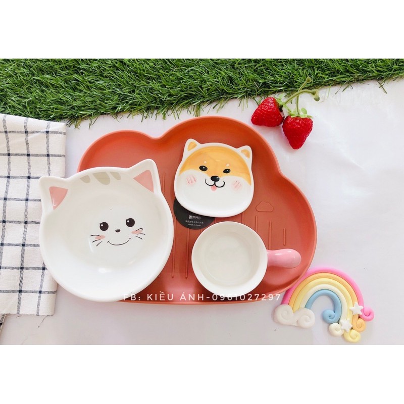 Bát con vật  sứ tráng men cao cấp cho bé ăn dặm